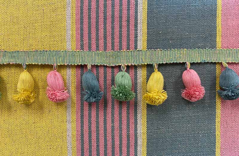 Yellow, Pink, Green Onion Tassel Fringe