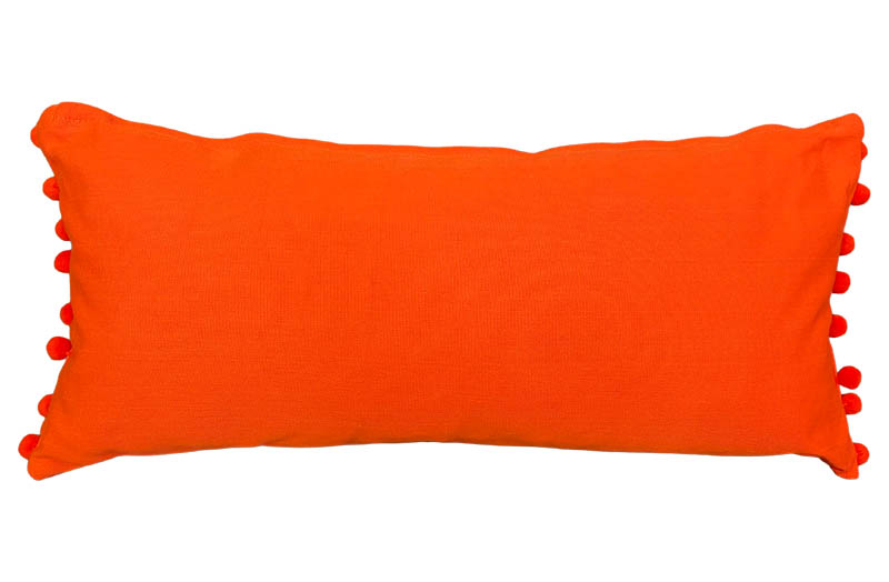 Orange Striped Oblong Cushions with Orange Bobble Fringe