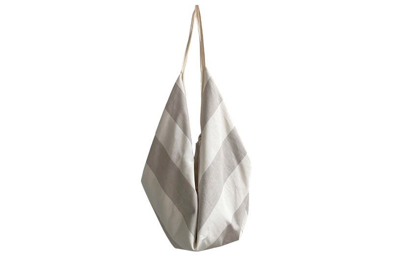Beige Grey and White Stripe Beach Bags