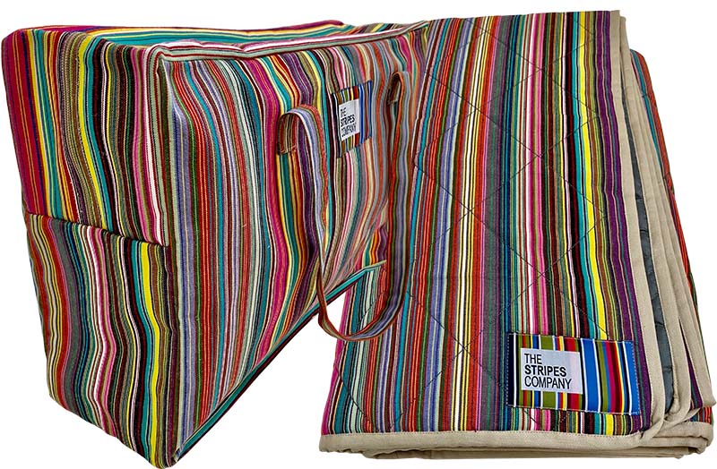 Thin rainbow multi stripes - Striped Picnic Blankets with Carry Bag | Roll Up Stripe Picnic Rugs