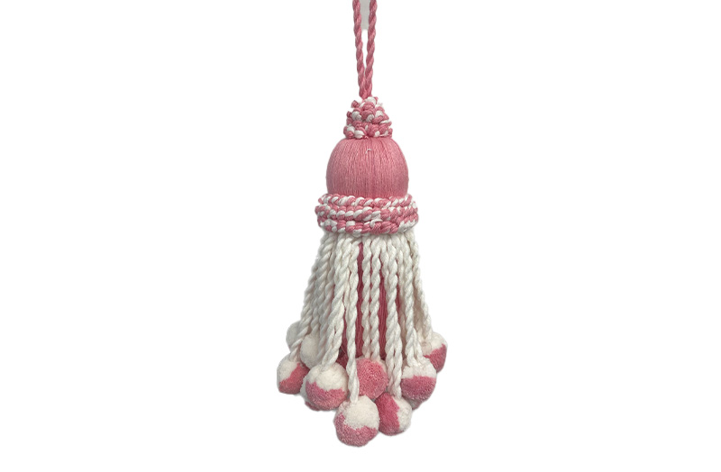 Pink White Jumbo Pom Pom Tassels