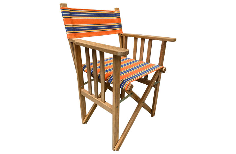 Retro Orange, Blue, Yellow Teak Directors Chairs