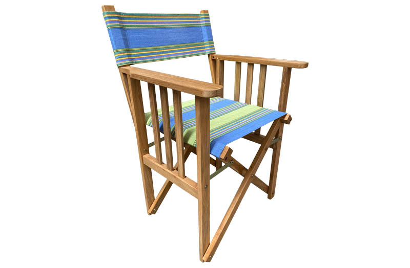 Sky Blue, Lime Green Stripe Teak Directors Chairs