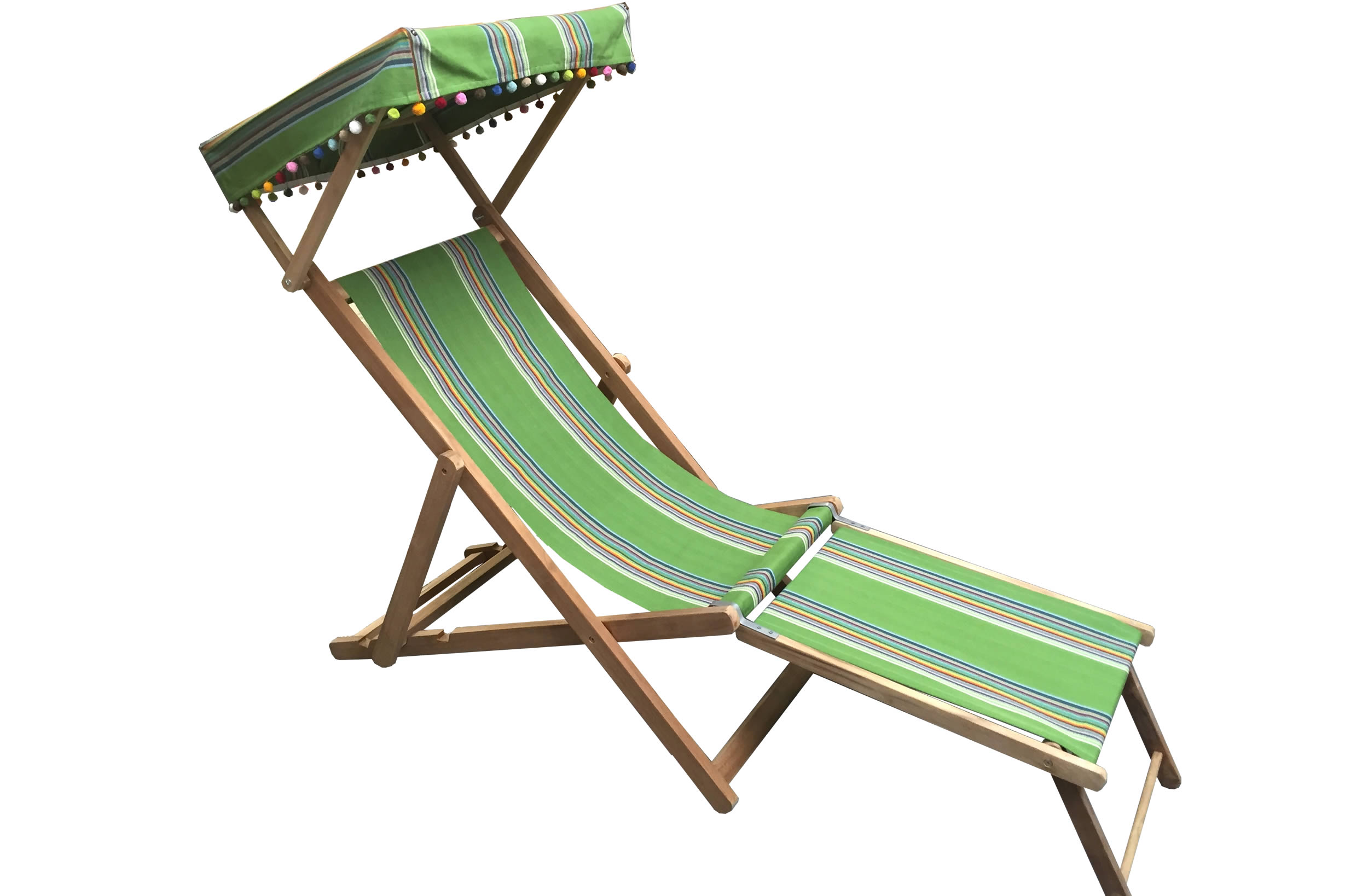 Edwardian Deckchairs with Canopy and Footstool green, rainbow  