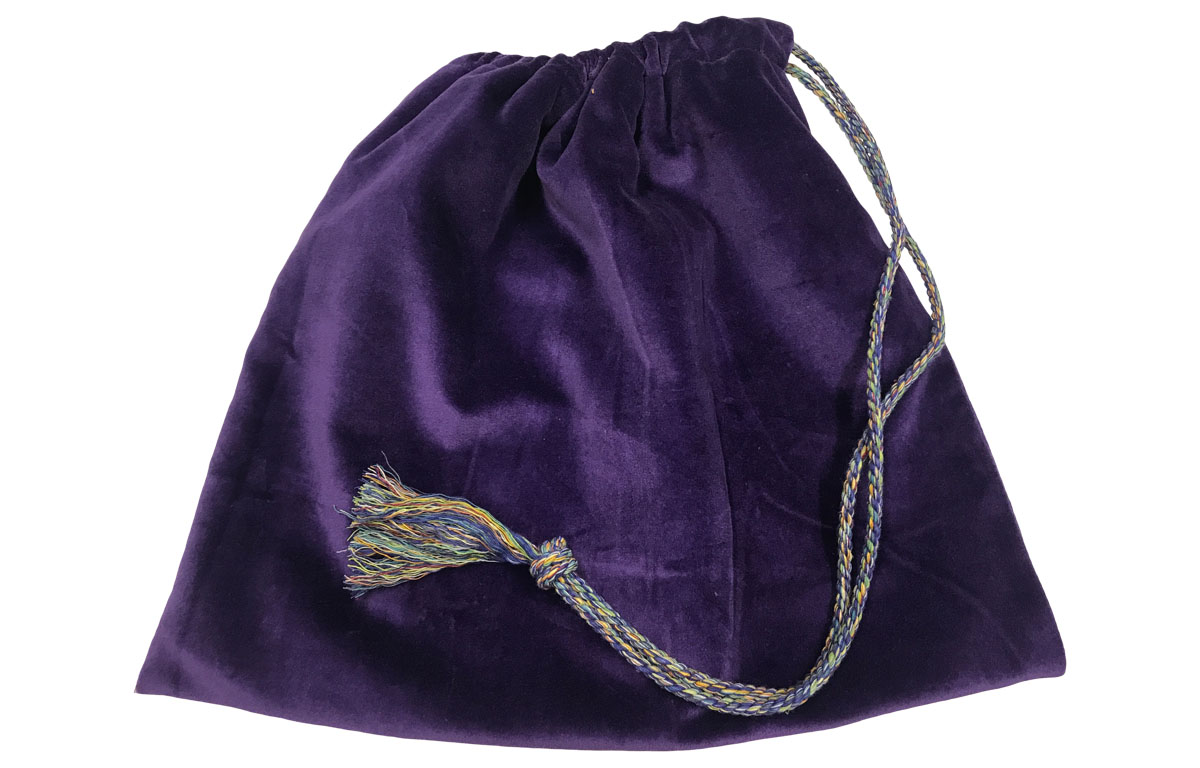 Purple Velvet Handbag Pouch with Drawstring 