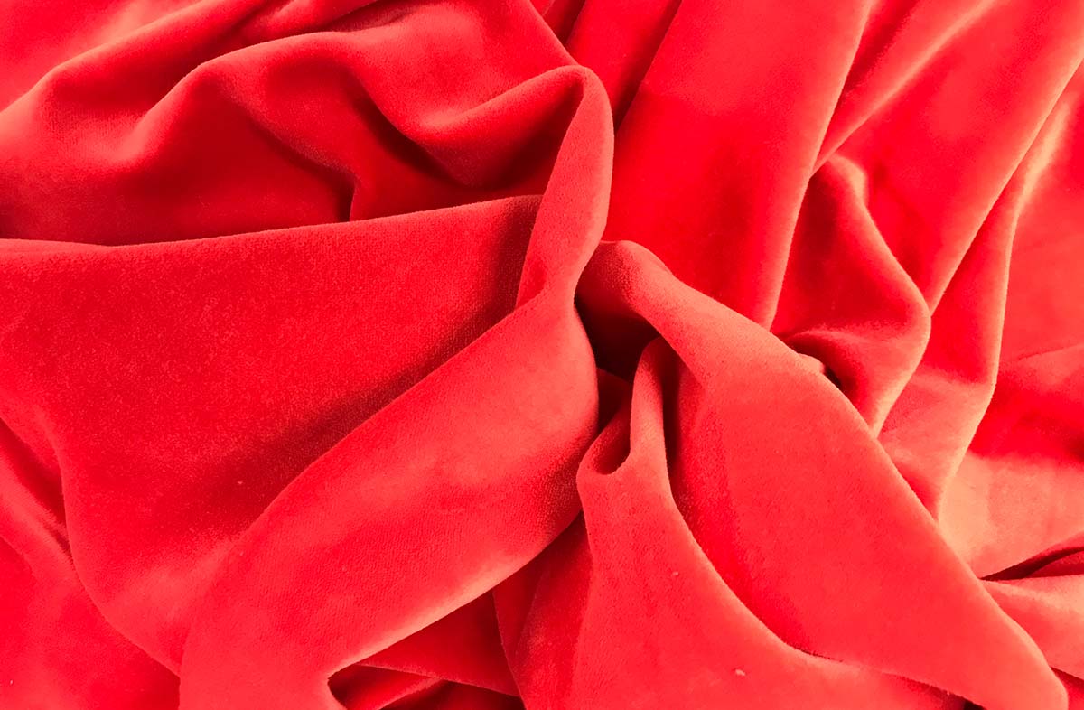 red cotton velvet fabric