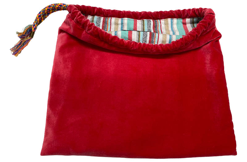 Red Velvet Handbag Pouches with Drawstring 