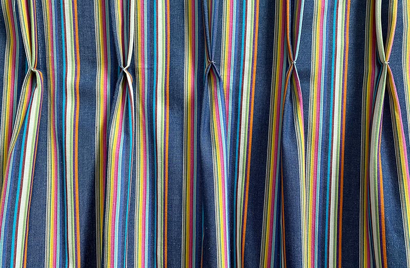 Navy Blue Striped Fabric with Rainbow Coloured Stripes | The Stripes ...