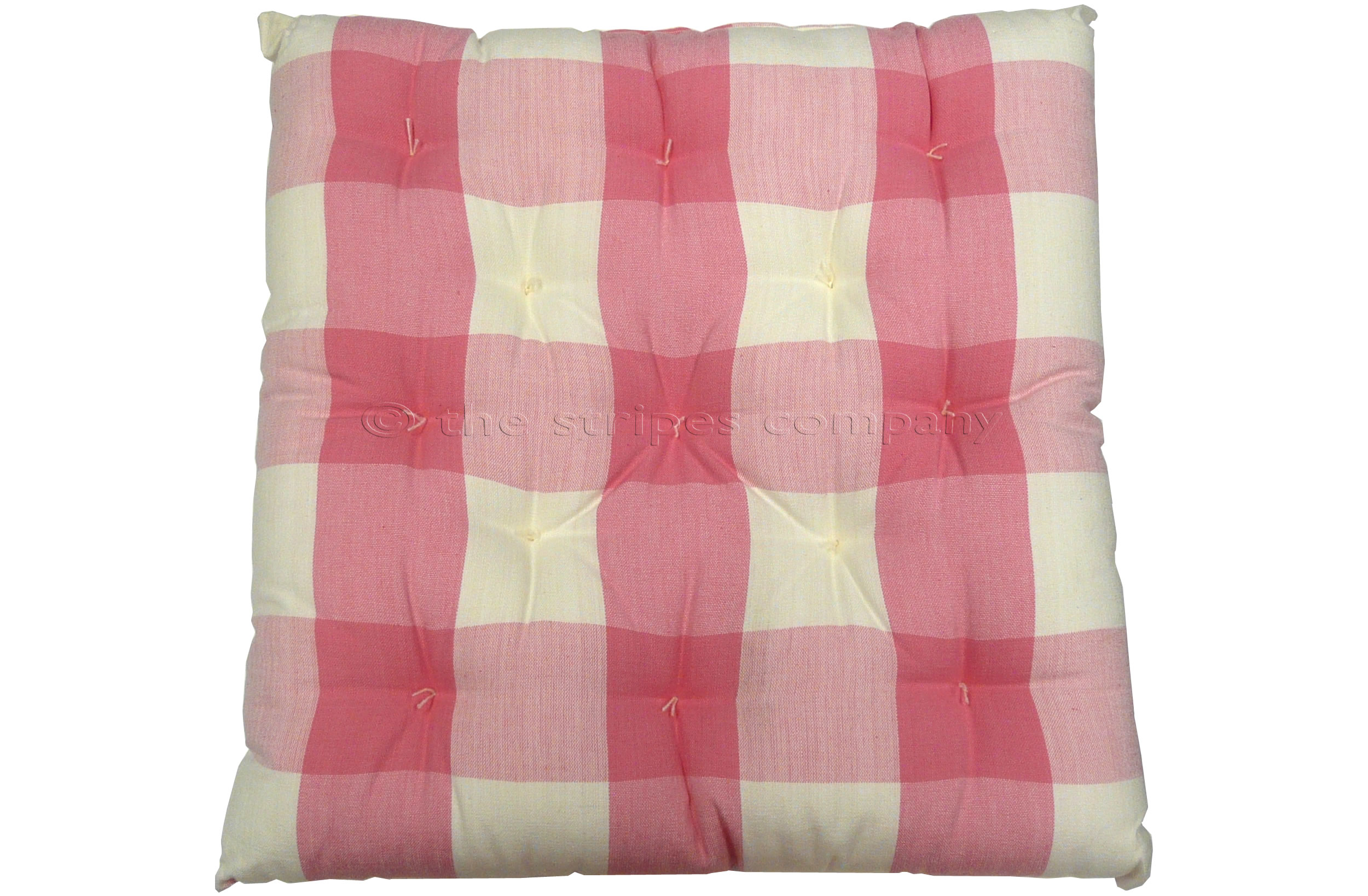 Pink and White Gingham Seat Pads | Large Check Chair Cushions | Vichy Check Seat Pads