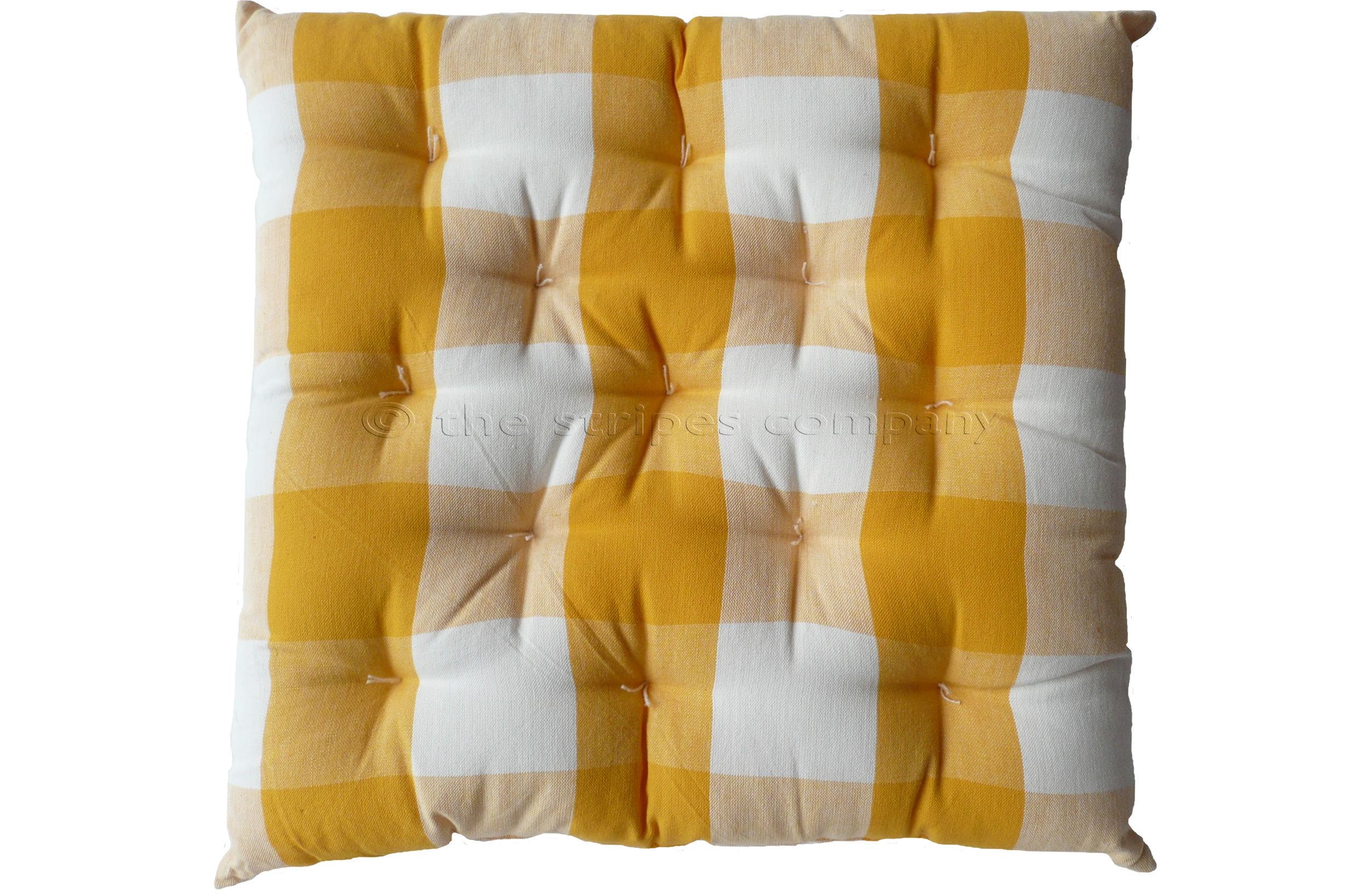 Yellow and White Gingham Seat Pads | Large Check Chair Cushions | Vichy Check Seat Pads