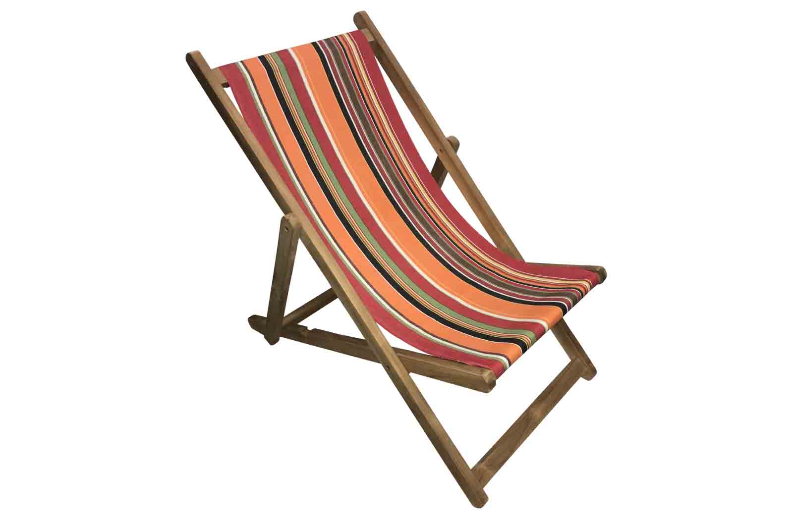 Retro Orange Stripe Deckchair | Wooden Folding Deck Chairs Skipping Stripes