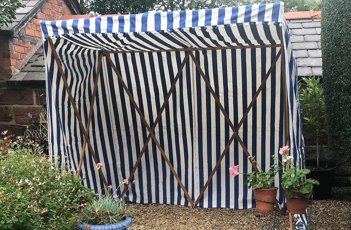 Blue and White Stripe Sun Shelter