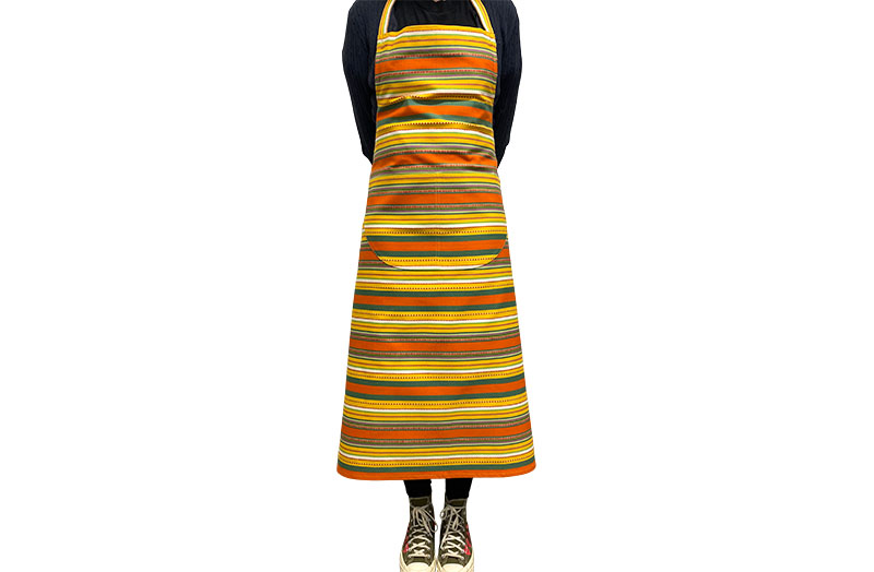 Yellow, Orange, Green Striped Cotton Aprons