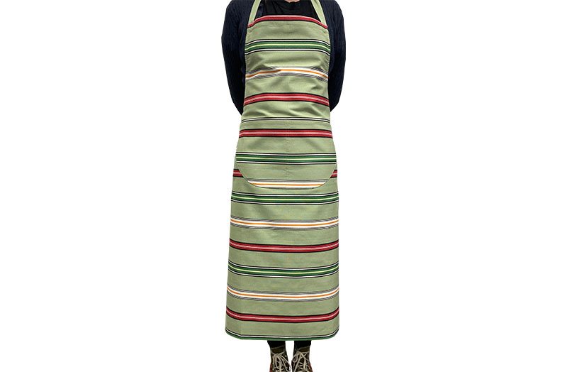 Pale Green, Green, Red Striped Cotton Aprons