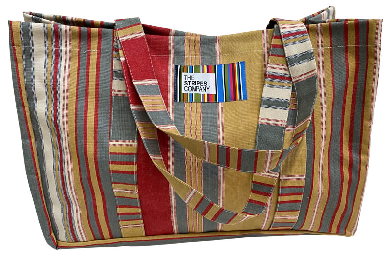 Grey, Khaki, Red Stripe Extra Large Beach Bags