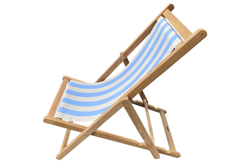 Pale Blue, Beige- Teak Deckchairs with water resistant slings