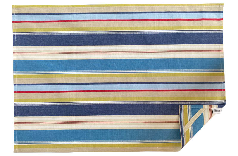 Airforce blue, cream, white - Stripe Tea Towels | Striped Teatowels