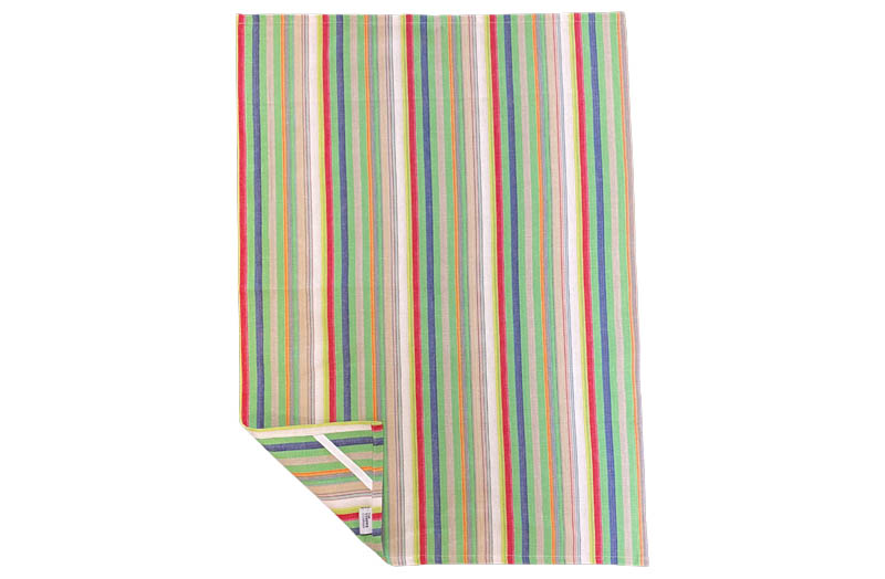 Green, Beige, White, Blue, Red Stripe Tea Towels