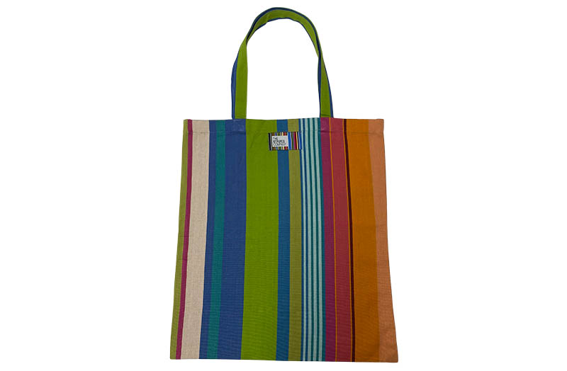 Green, Blue, Terracotta  Striped Tote Bags