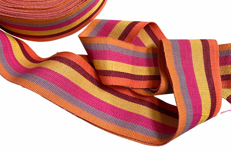 Multi Stripe, Pinks, Yellows Striped Webbing | Upholstery Webbing