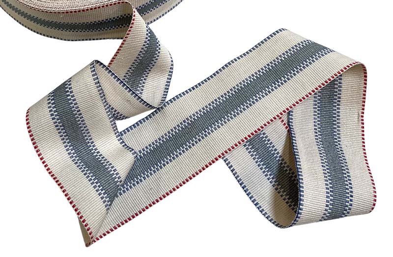 Grey, Off White Stripe Webbing | Upholstery Webbing