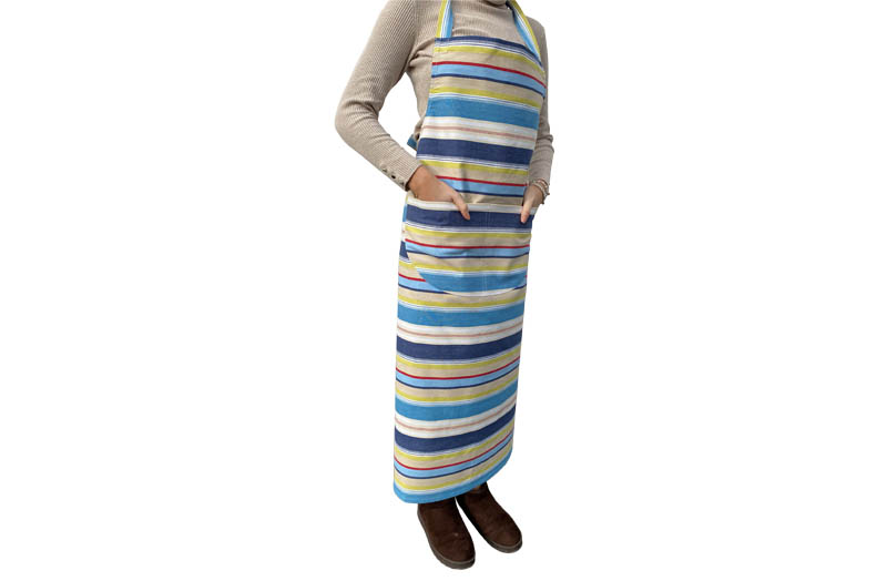 Airforce blue, cream, white - Striped Cotton Aprons