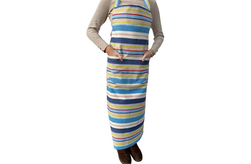 Blue, Cream, Navy Striped Cotton Apron