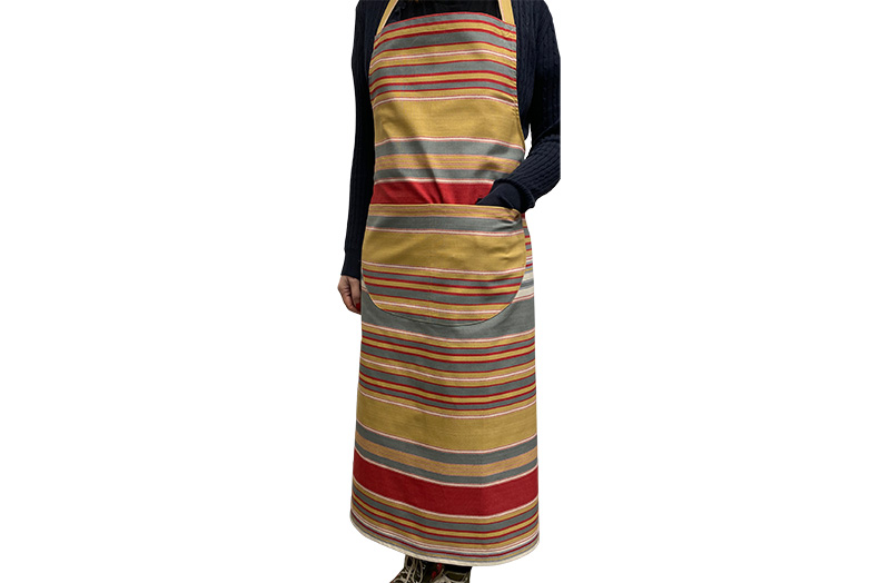 Grey, Khaki, Red Striped Cotton Aprons