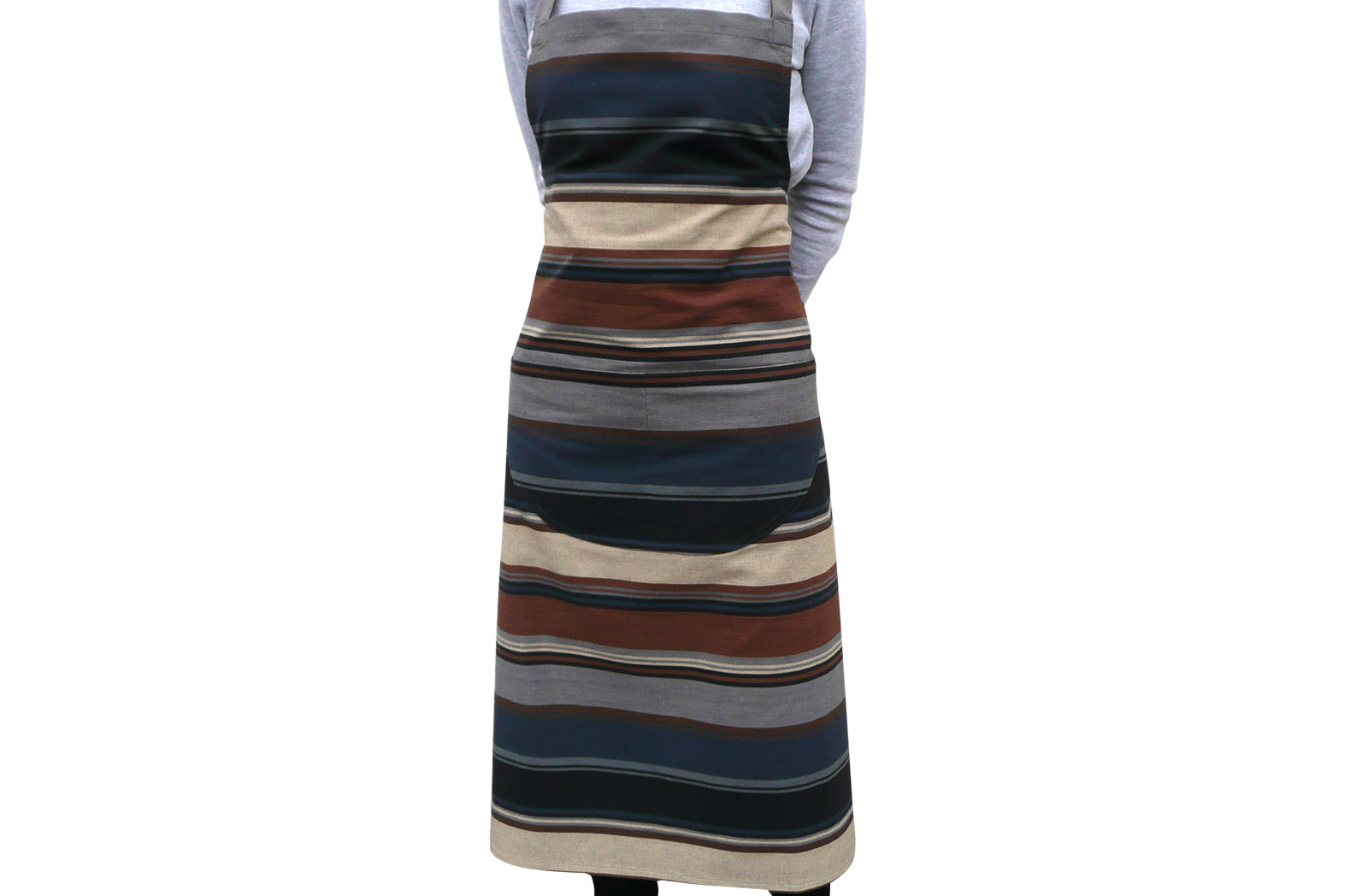 Grey Striped Aprons - Grey,  Dark Grey,  Dark Brown  Stripes