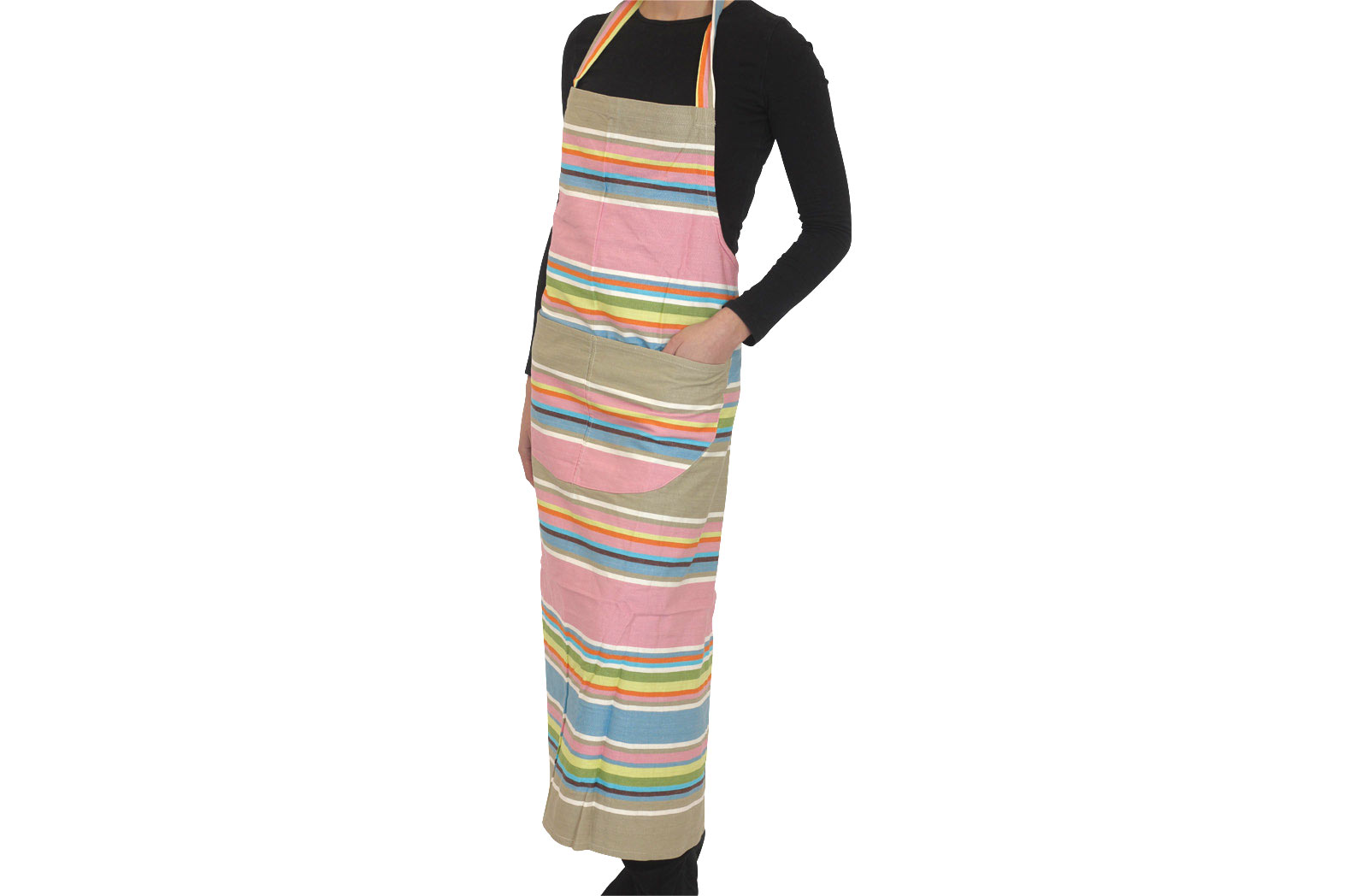 Pink Stripe Apron Pink Grey Blue Stripes