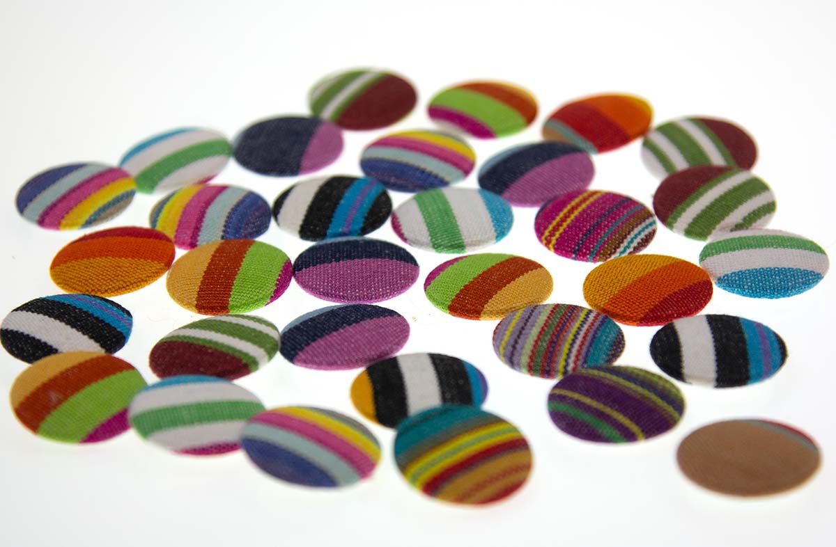 striped covered buttons   