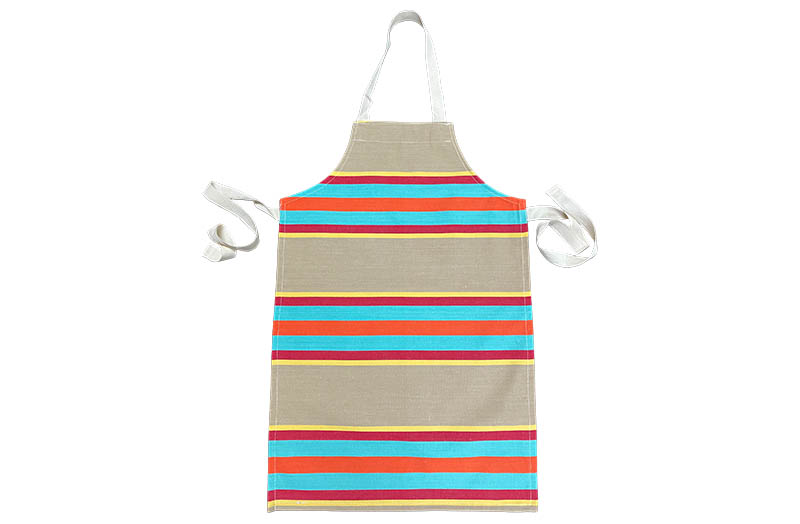 Fawn, Turquoise, Red Stripe Childrens Aprons