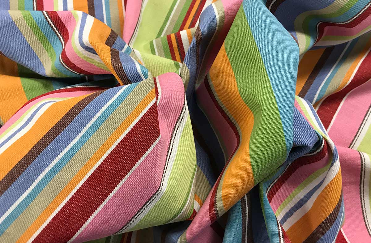Blue and Pink Striped Fabric - Baseball Stripe