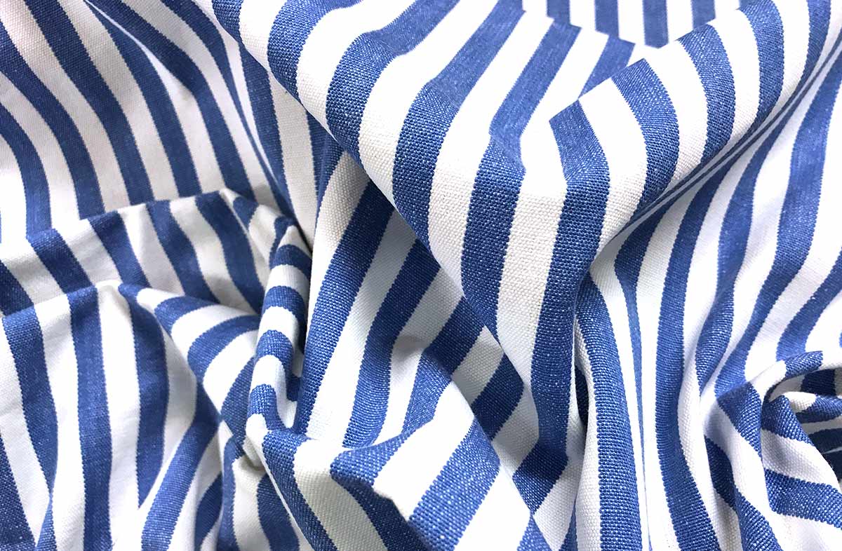 Cotton Fabric with thin Blue and White Stripes