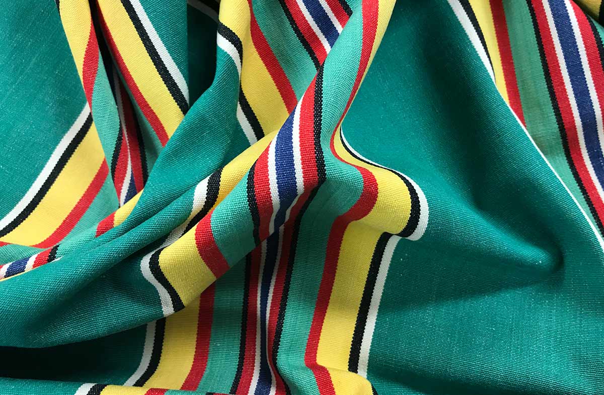Retro Green Striped Fabric