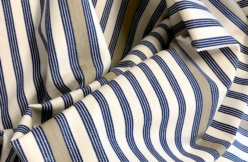 Cream Blue And Beige Stripe Fabric