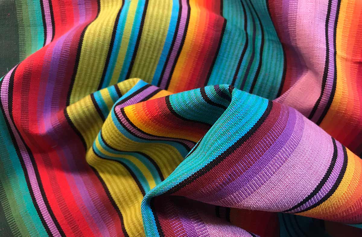 Vibrant Striped Fabric - turquoise blues, greens, pinks, purples and oranges