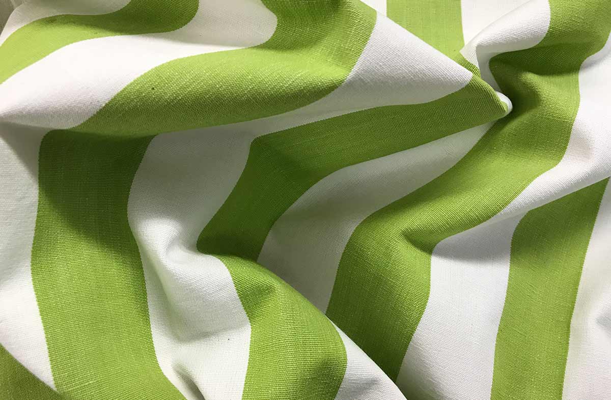 Lime Green and White Striped Fabric - Table Tennis Stripe