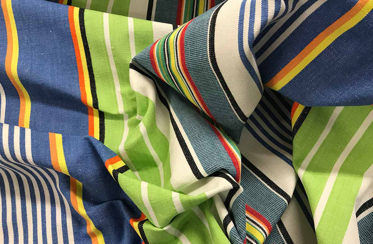 Blue and Green Striped Fabric - Tumbling Stripe