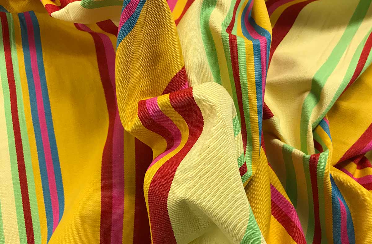 Pale Yellow Striped Fabric - Volleyball Stripe