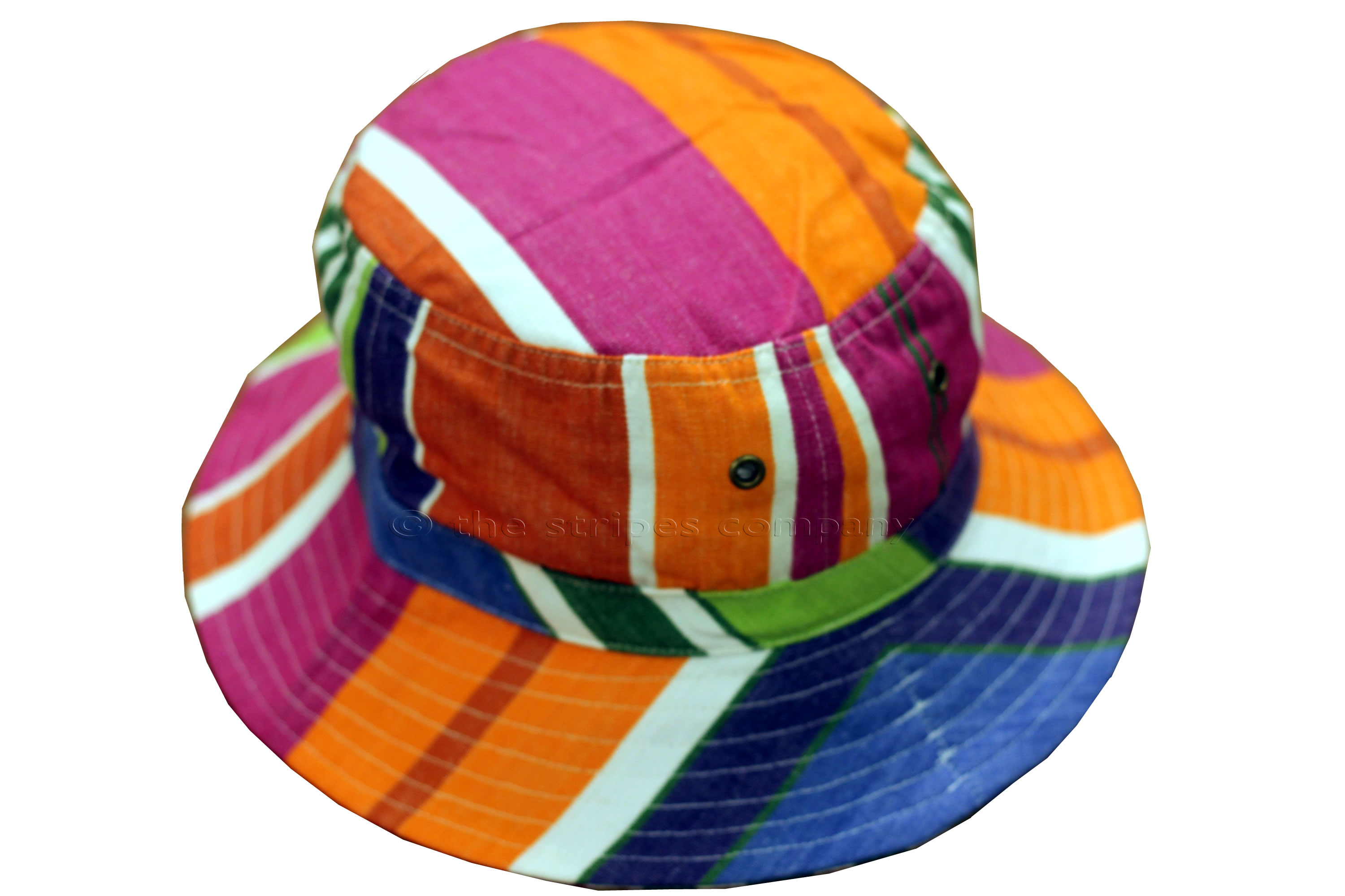 Bright Orange, Pink, Lime Green, Purple and Blue Stripe Bucket Hats