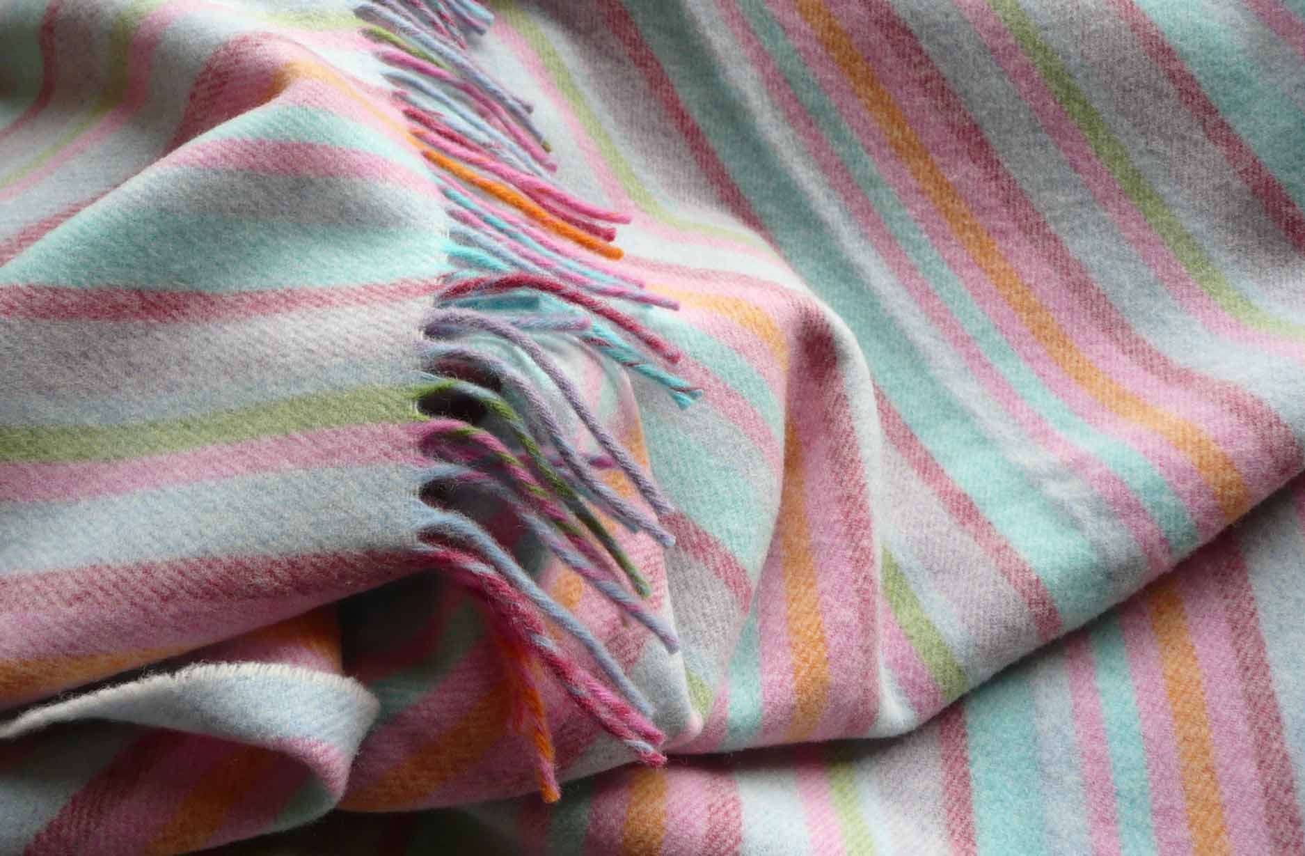 Pink Striped Lambswool Throws
