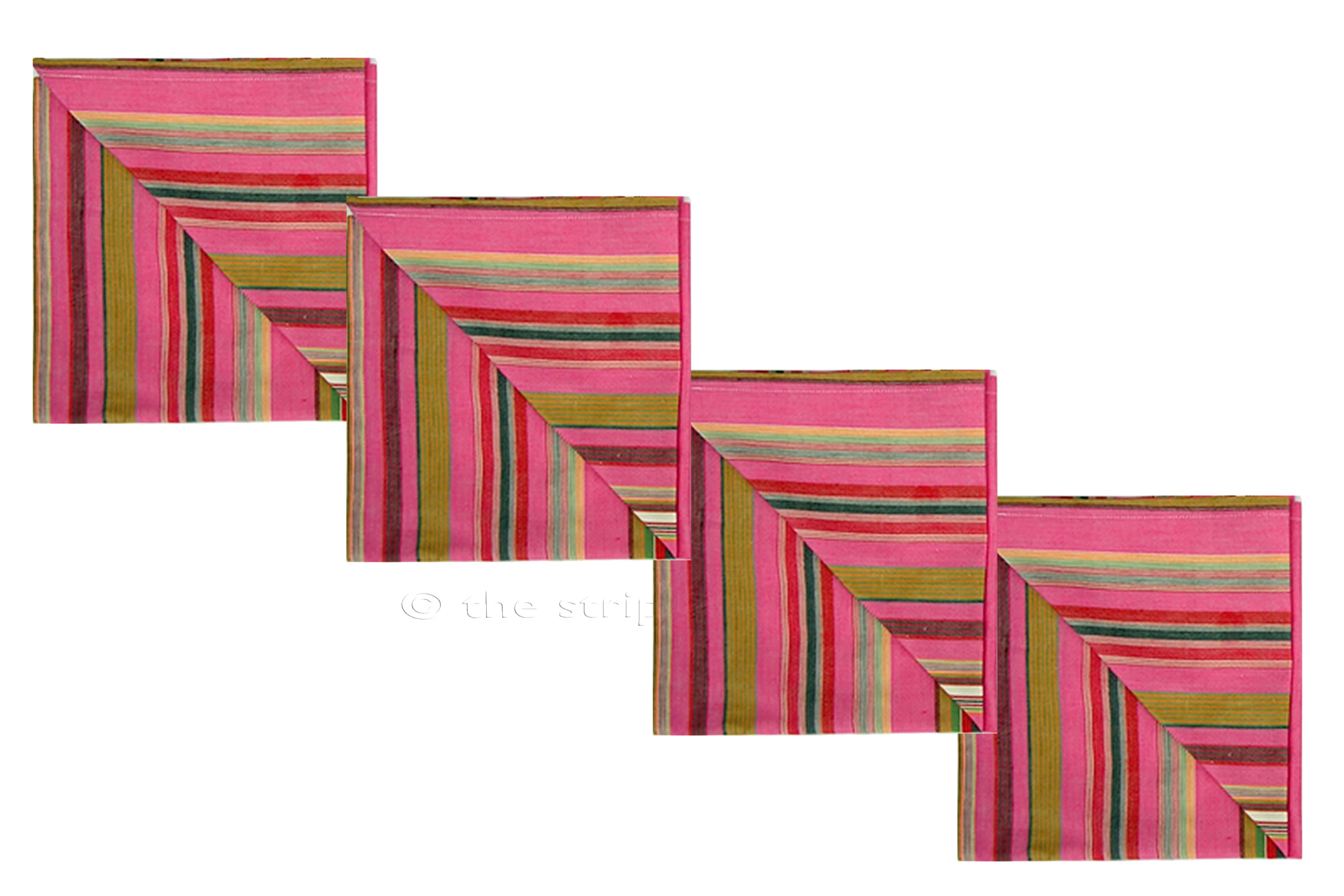 Pink Striped Napkins - Set of four pink striped serviettes