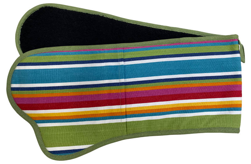 Blue, Green, Red Striped Oven Gloves | Double Oven Mitts