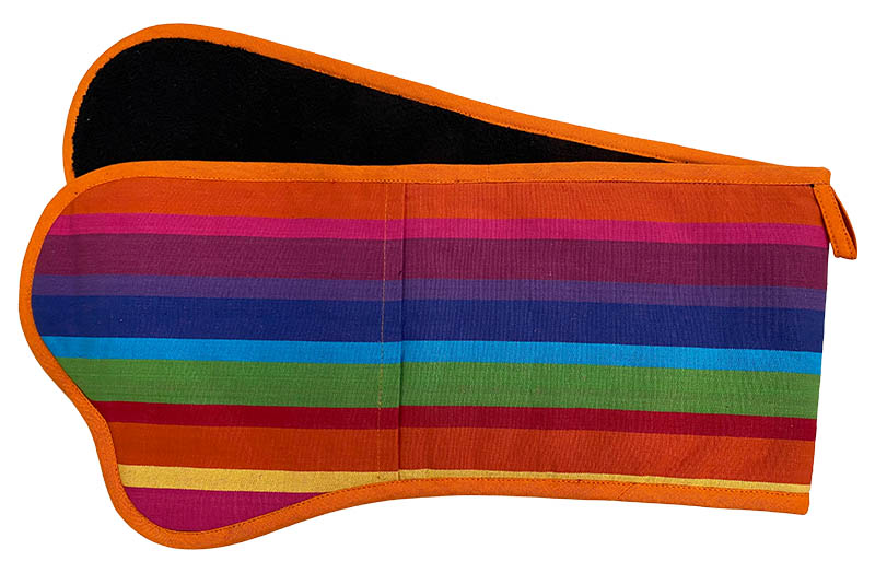 Multi Colour Stripe Oven Gloves | Double Oven Mitts Rainbow Stripes