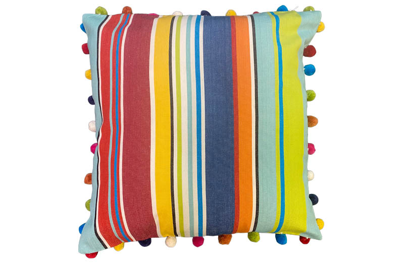 Bright Fun Stripe Pompom Cushions