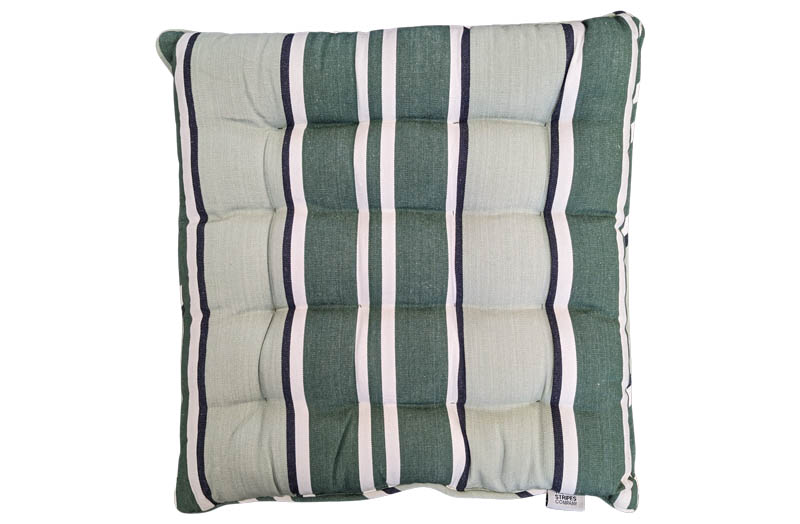 Stripe Seat Pads - Light Green, Dark Green and White Stripes