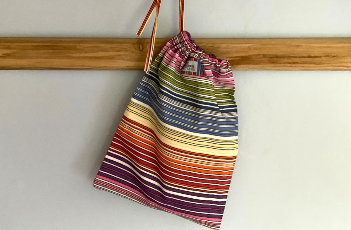 Rainbow Stripe Drawstring Shoe Bags
