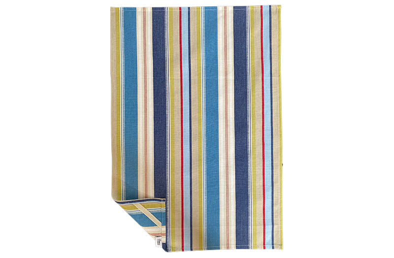  Blue Cream White Red Striped Tea Towels