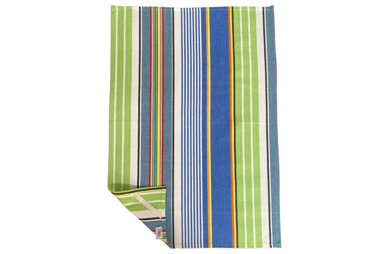 Bright Blue, Denim Blue, Lime Green Stripe Tea Towels | Striped Teatowels
